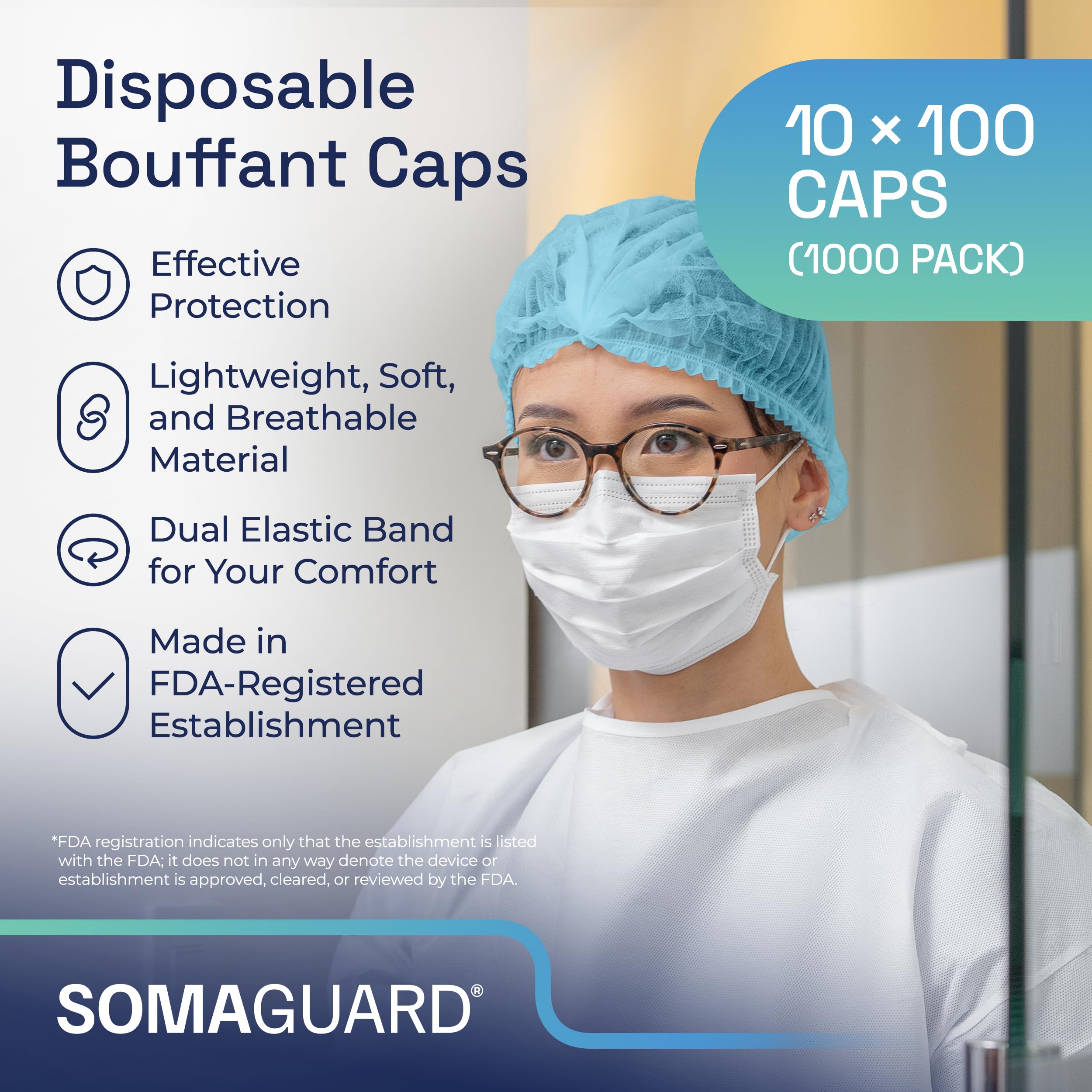 Bouffant Caps Blue case pack