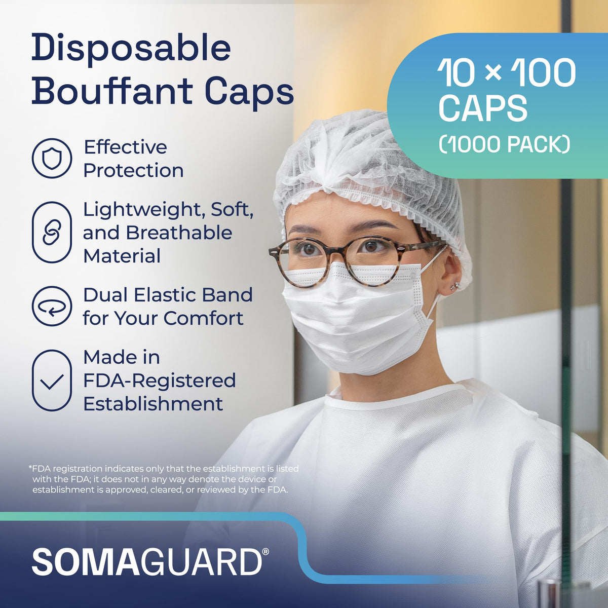 Bouffant Caps White detail