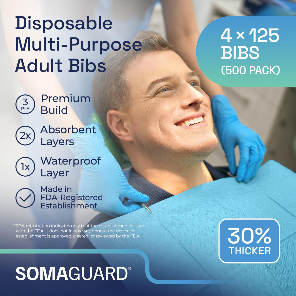 Dental Bibs Light Blue case pack