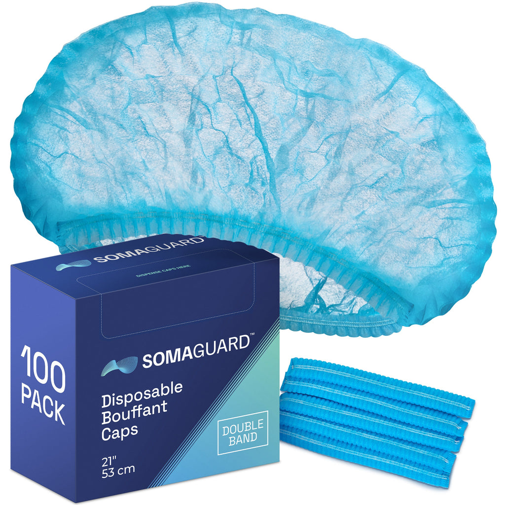Bouffant Caps Blue 100 pack packaging