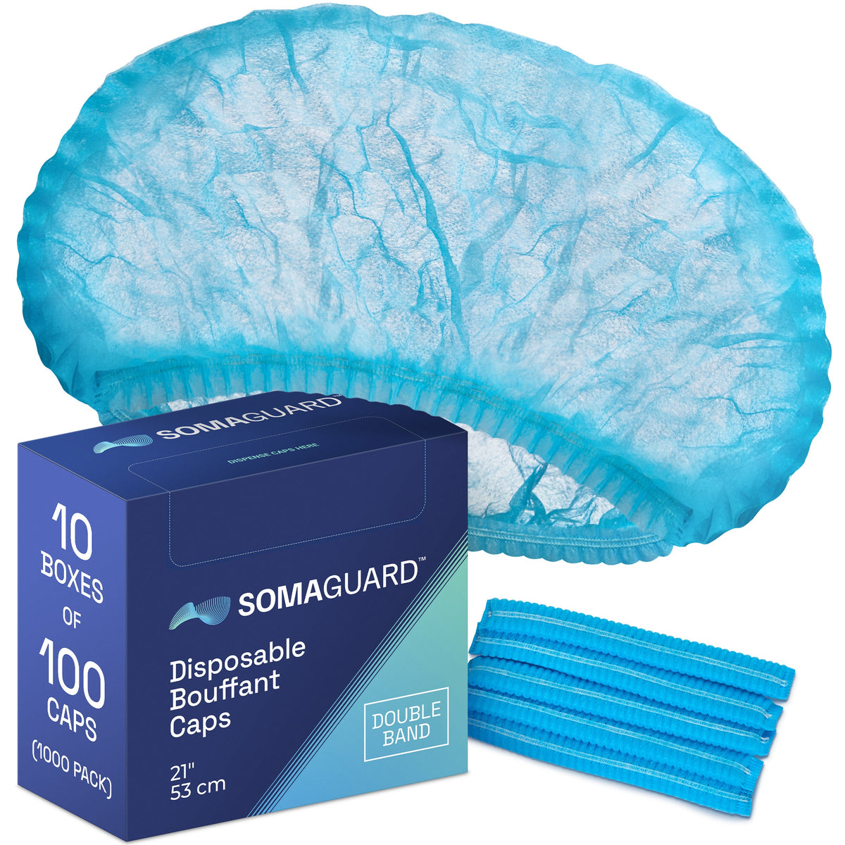 Bouffant Caps Blue 1000 pack packaging