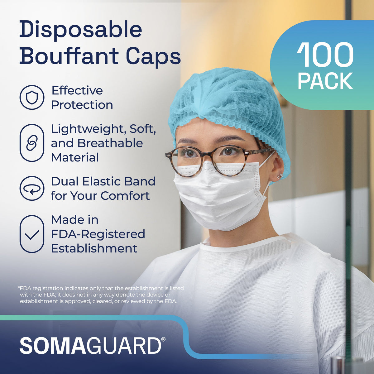Bouffant Caps Blue details