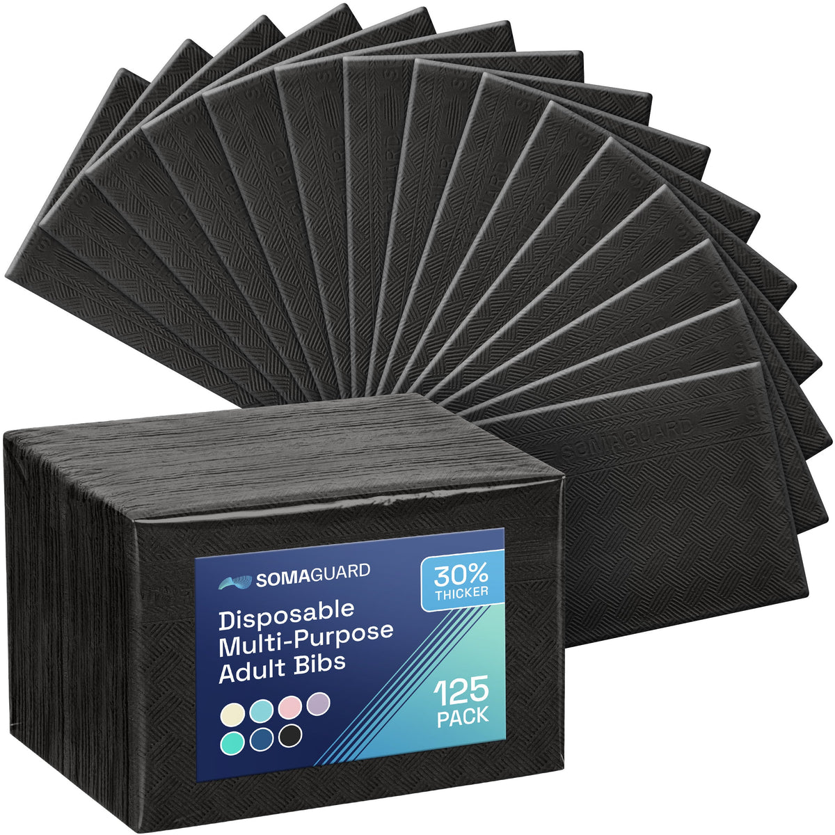 Dental Bibs Black 125 pack packaging