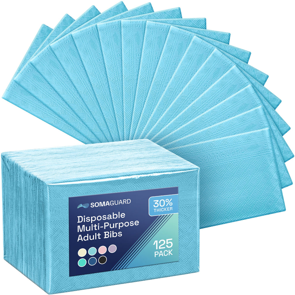 Dental Bibs Light Blue 125 pack packaging