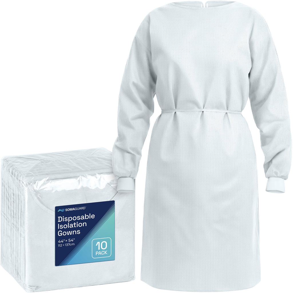 Isolation Gowns White 10 pack packaging