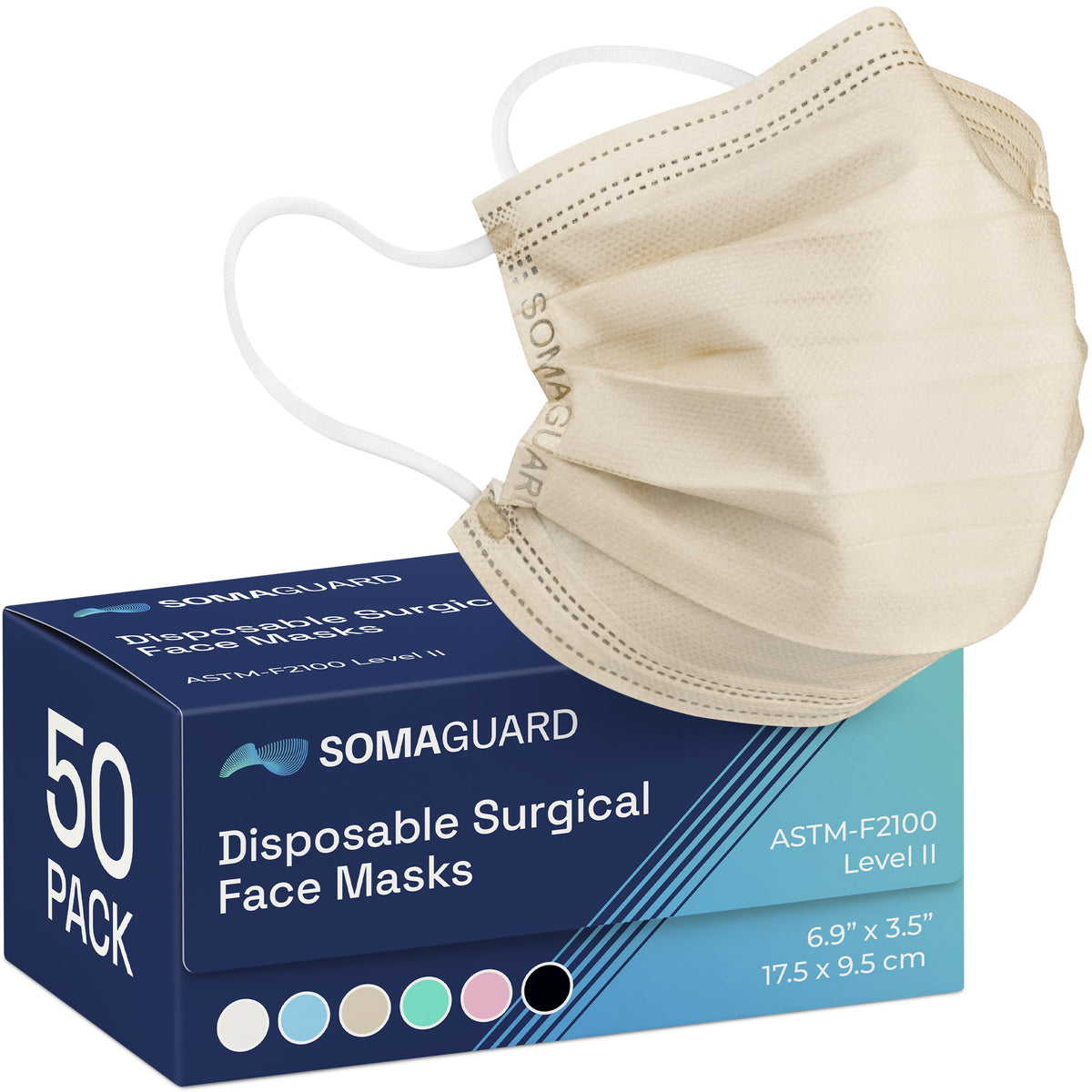 Surgical Masks Beige 50 pack packaging