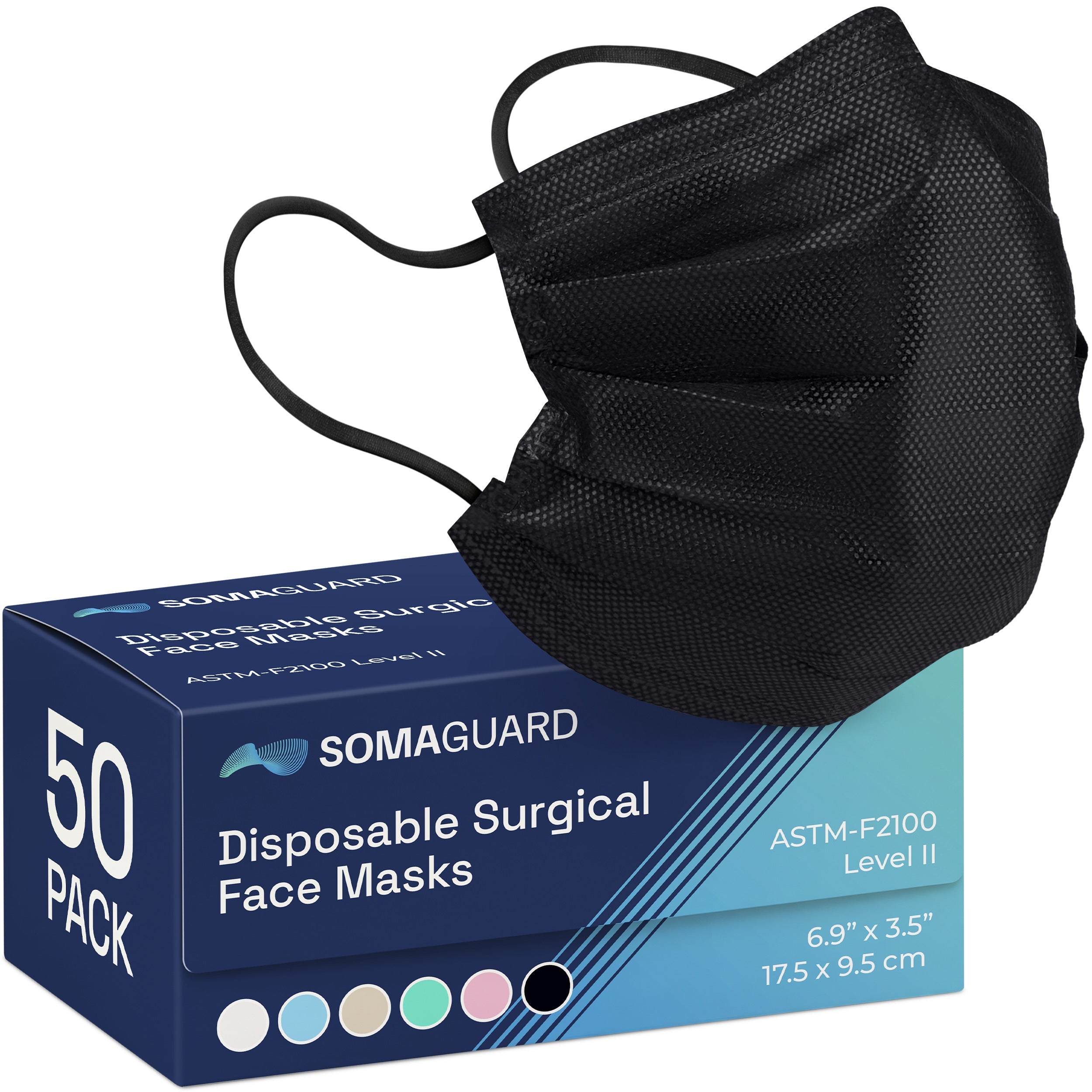 Surgical Masks Black 50 pack packaging
