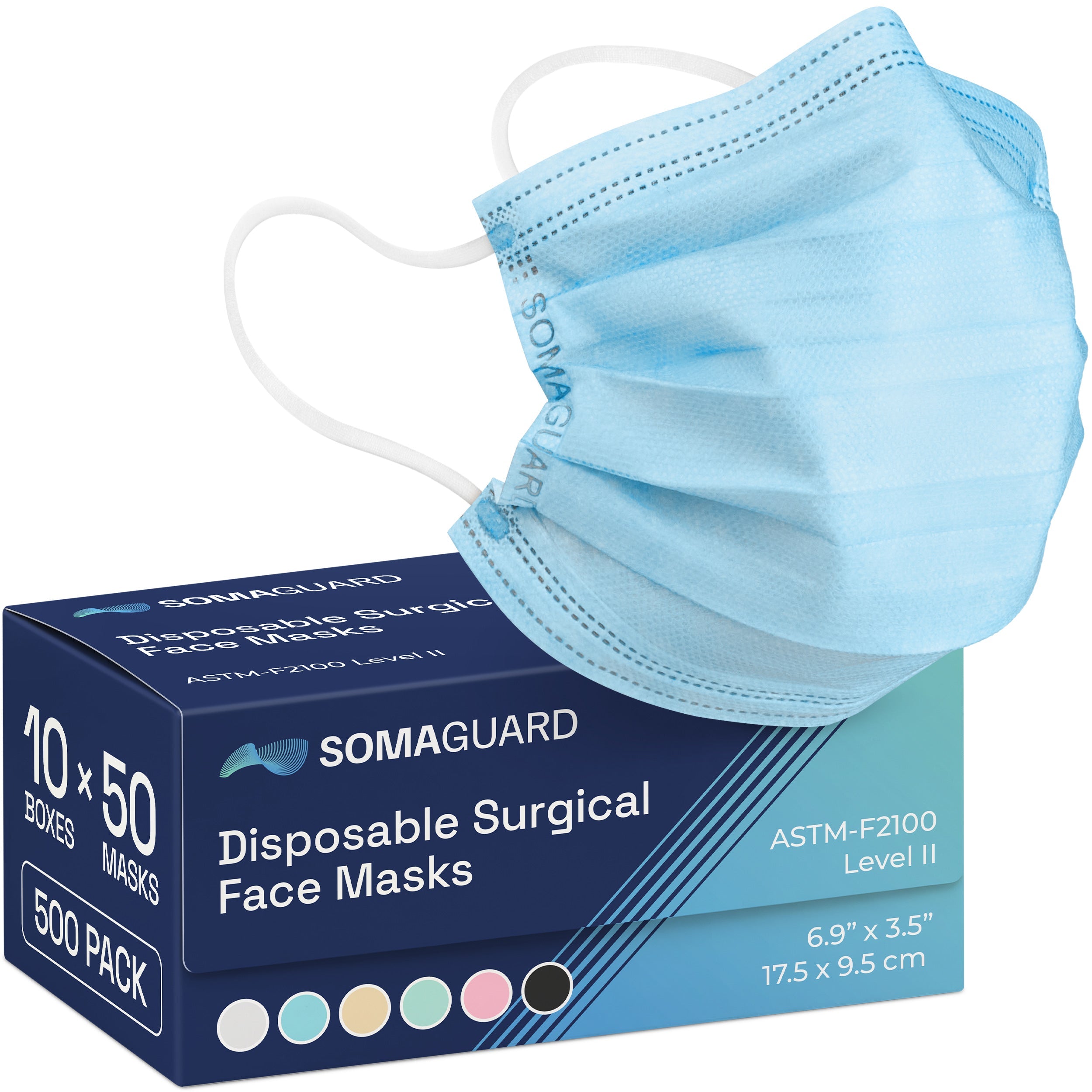 Surgical Masks Blue 500 pack packaging