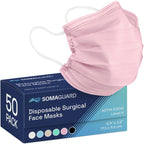 Surgical Masks Pink 50 pack packaging