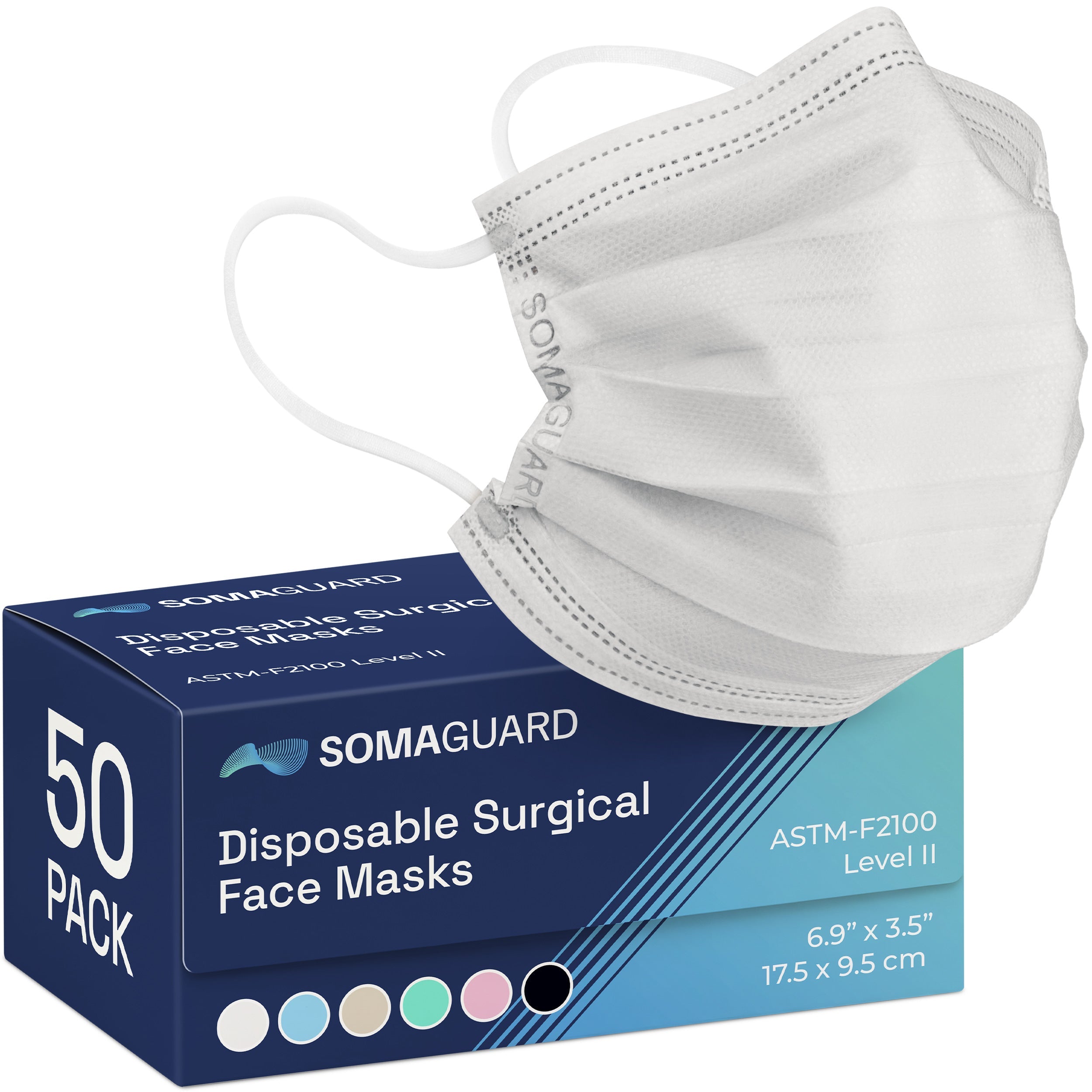 Surgical Masks White 50 pack packaging