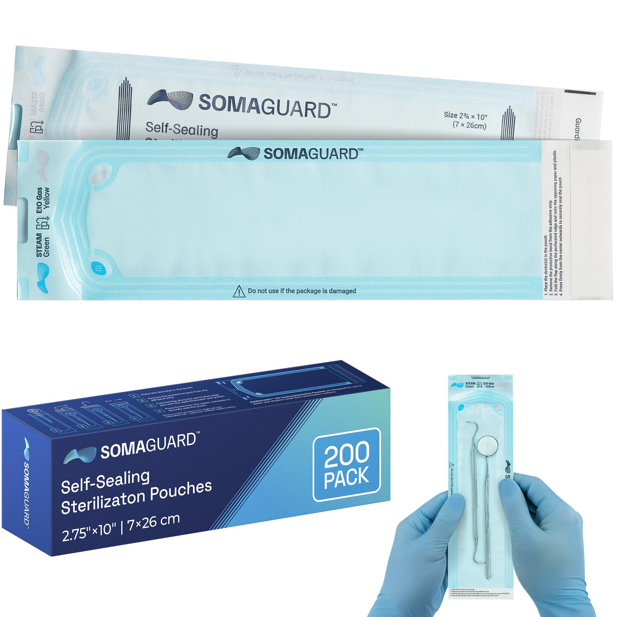 SomaGuard sterilization pouches 2.75" x 10" / 200