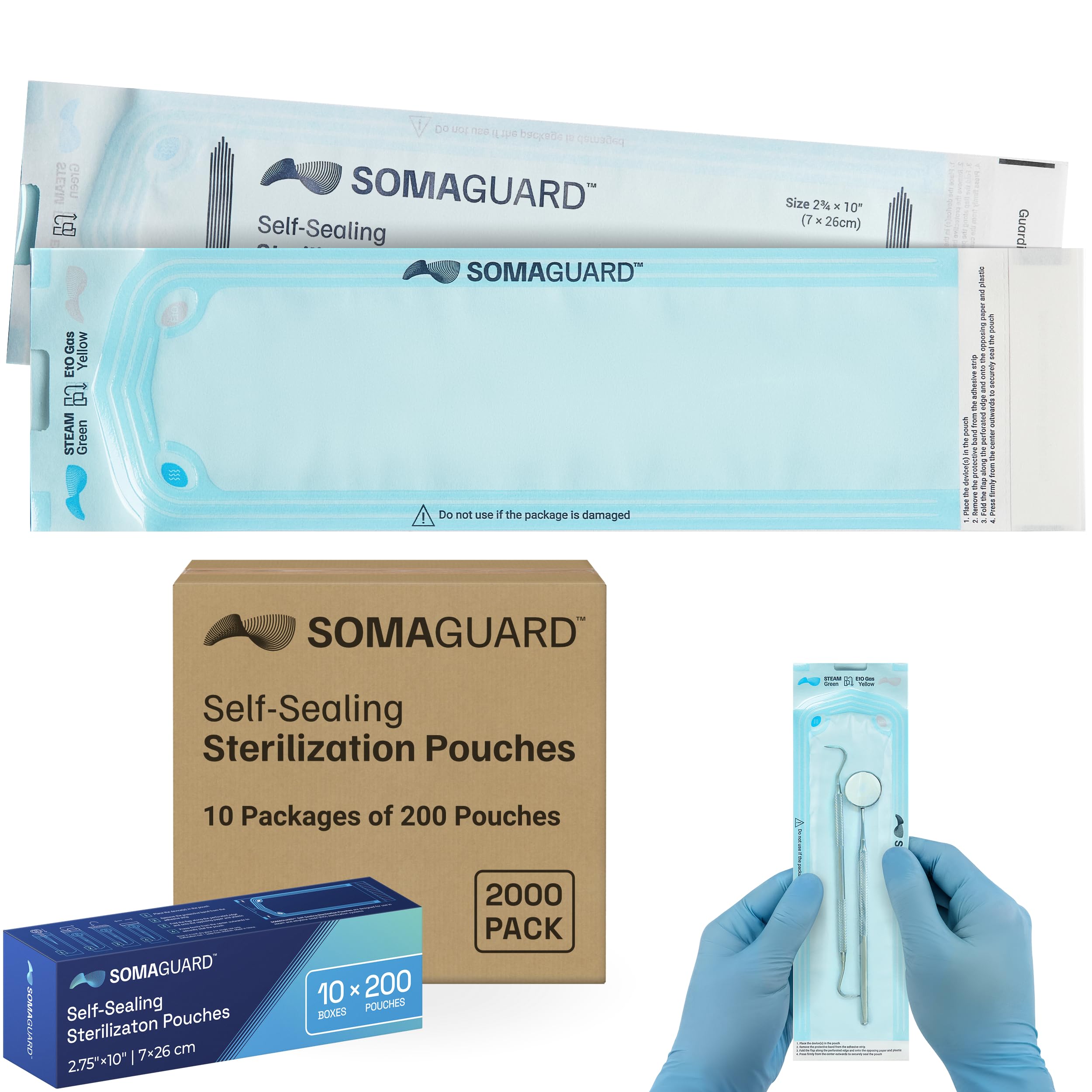 SomaGuard sterilization pouches 2.75" x 10" / 2000