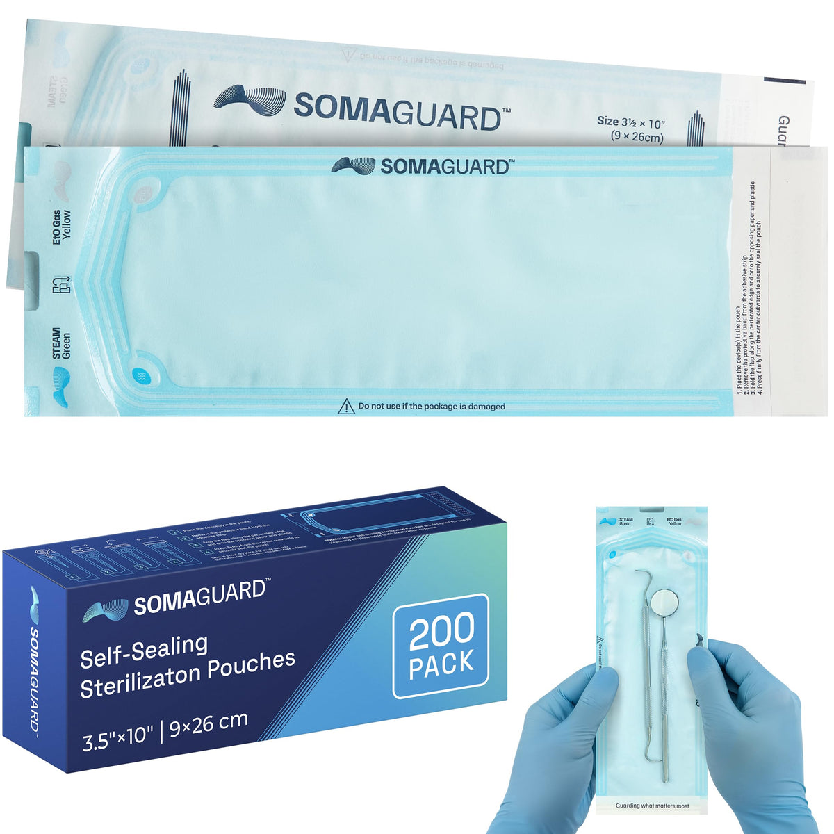 SomaGuard sterilization pouches 3.50" x 10" / 200