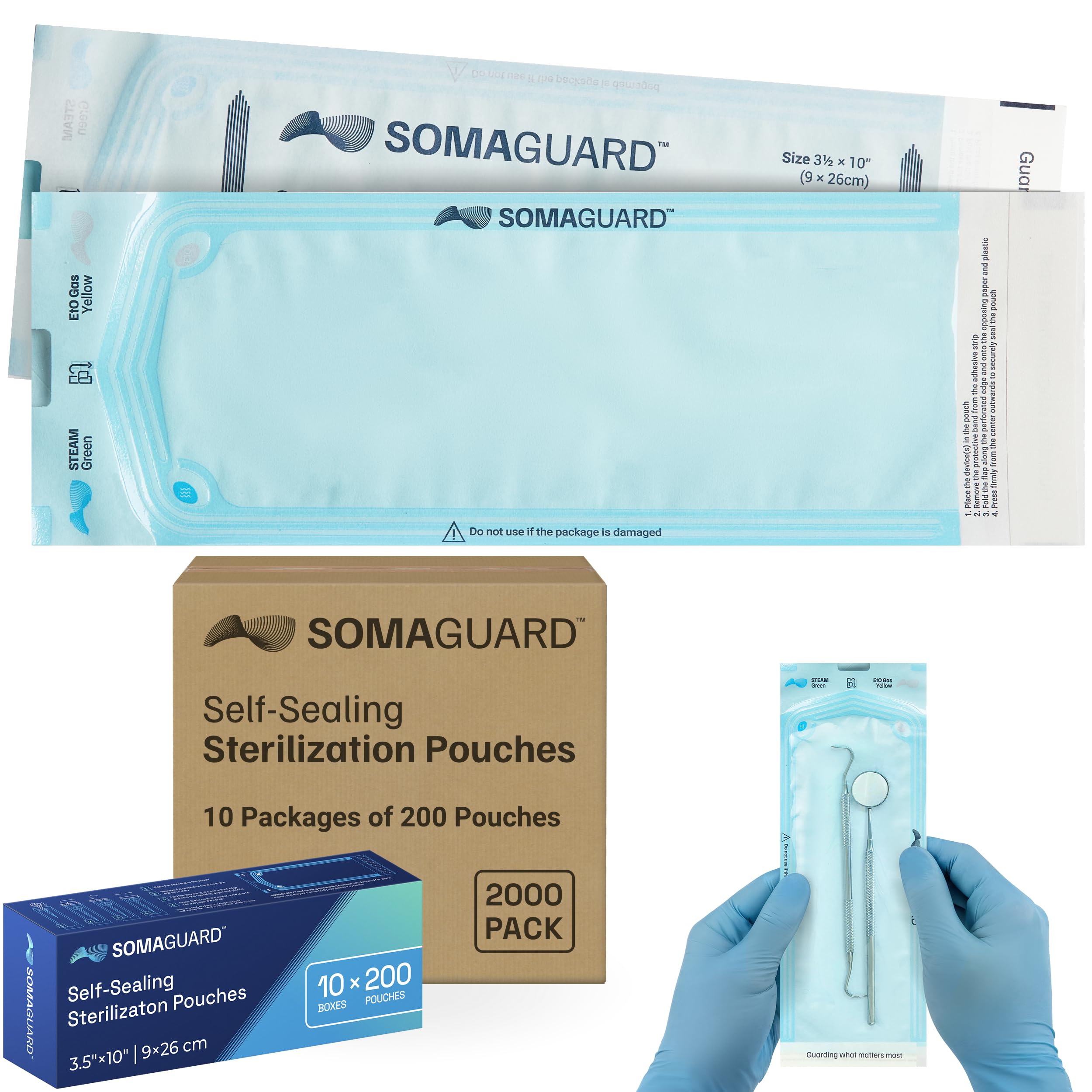 SomaGuard sterilization pouches 3.50" x 10" / 2000